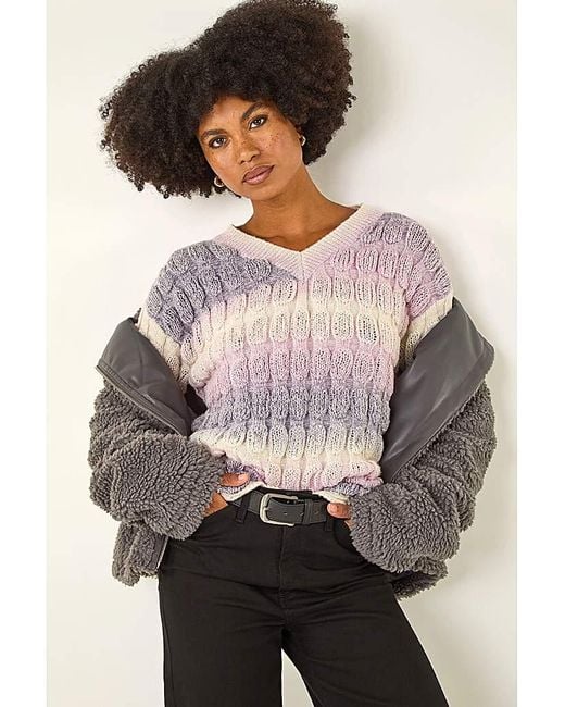 Roman Gray Roman Ombre Textured V-Neck Knit Jumper