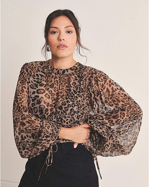 Simply Be Brown Georgette High Neck Blouse