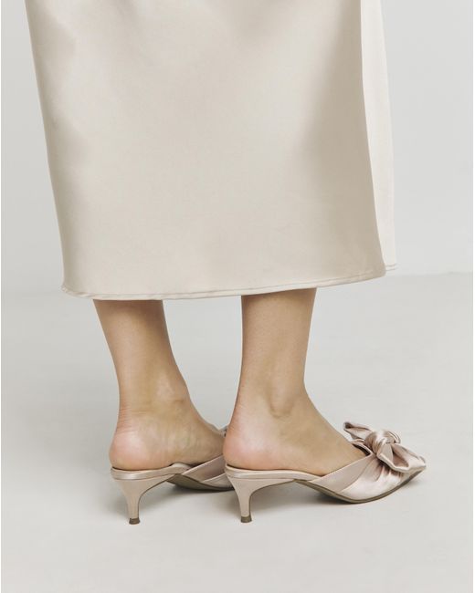 Simply Be Natural Pointed Bow Kitten Heel Mules Wide