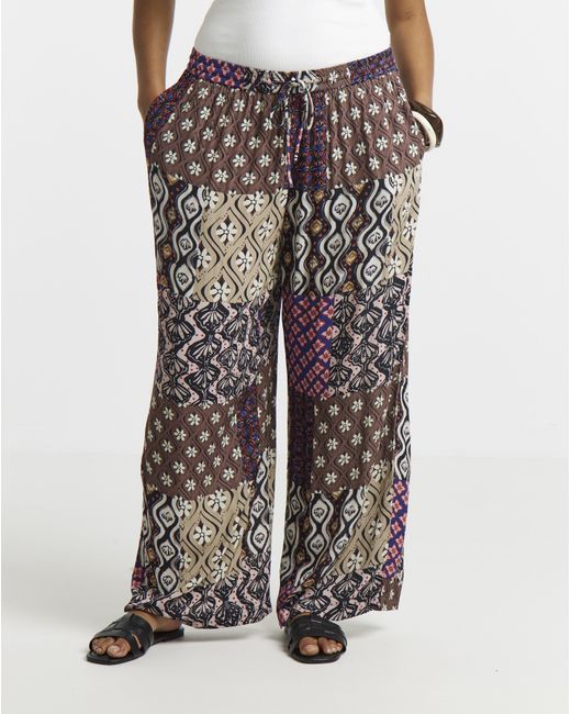 Simply Be Multicolor Crinkle Wide Leg Trouser