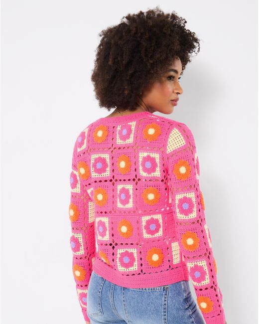 Joe Browns Red Fun And Floral Crochet Cardigan