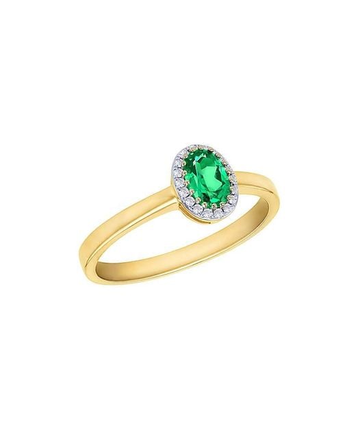 iJewel Multicolor 9Ct Lab Diamond Emerald Ring