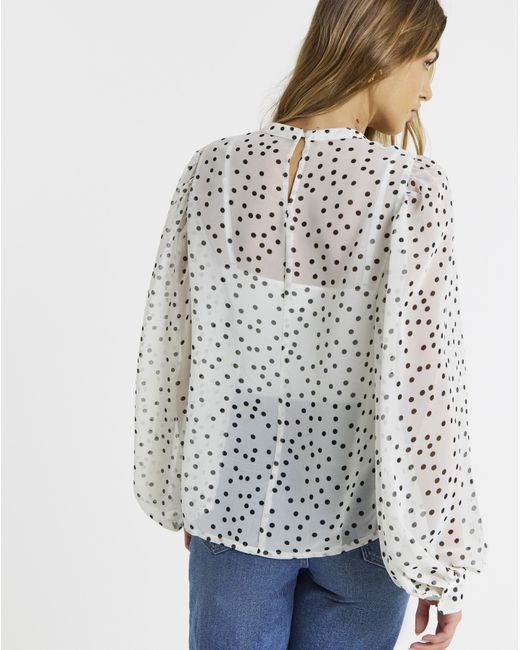 Simply Be White Exaggerated Sleeve Blouse