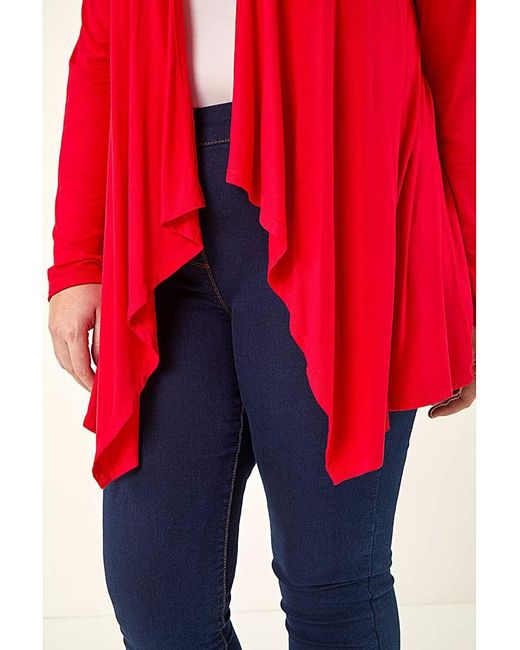 Roman Curve Red Waterfall Front Cardigan