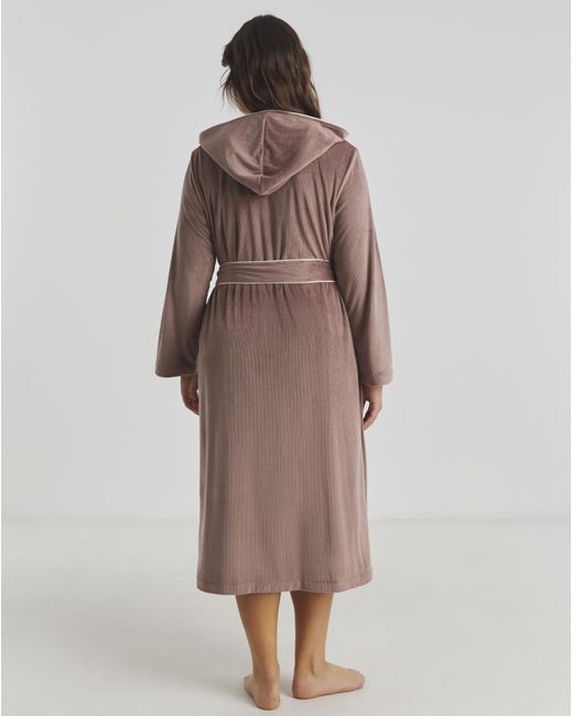 Pretty Secrets Brown Velour Ribbed Maxi Gown