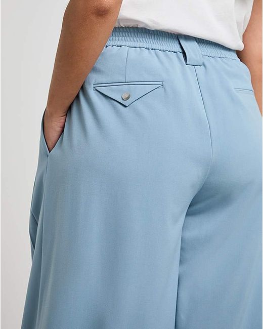 Simply Be Blue Pleated Wide Leg Trousers