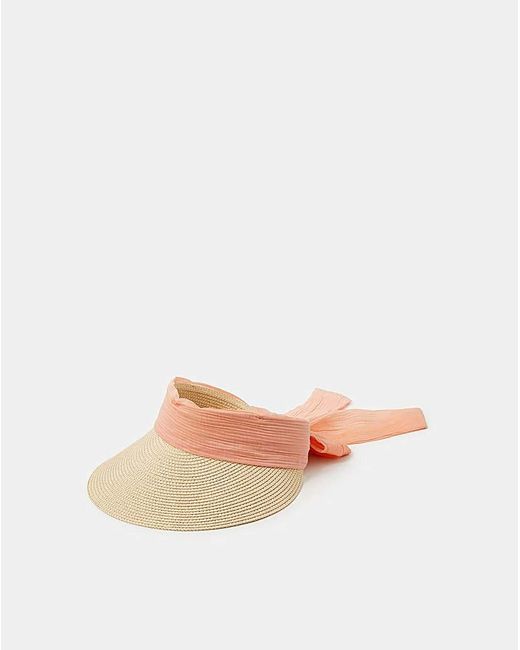 Accessorize White Bow Woven Sun Visor