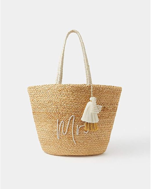 Accessorize Natural Mrs Jute Beach Bag