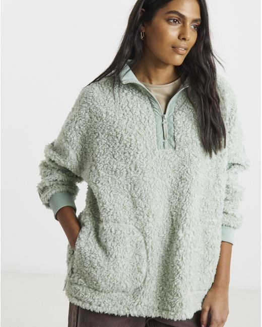 Simply Be Green Teddy Fleece Zip Sweatshirt