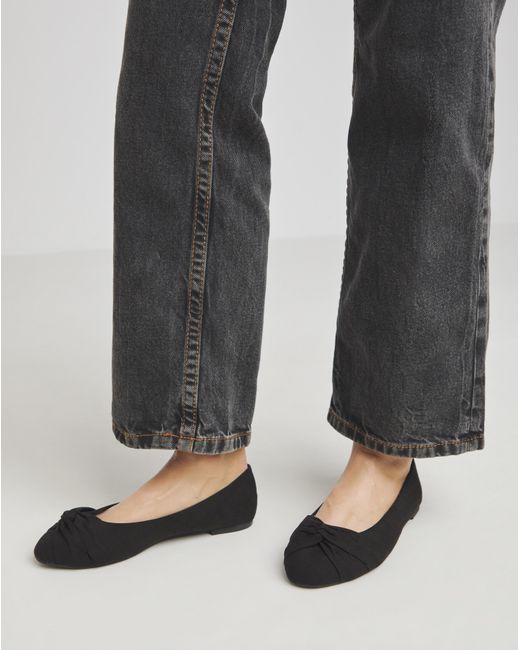 Simply Be Gray Twist Front Ballerina Shoes Ex Wide Fit