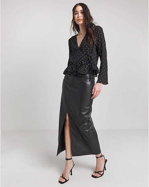 Simply Be Black Sheer Wrap Blouse