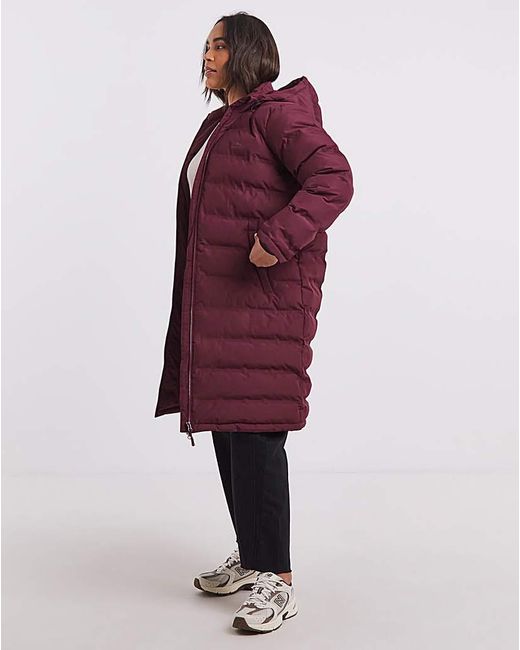 Snowdonia Red Showerproof Long Padded Jacket