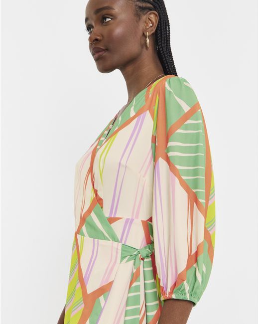 Joanna Hope Green Printed Wrap Midi Dress