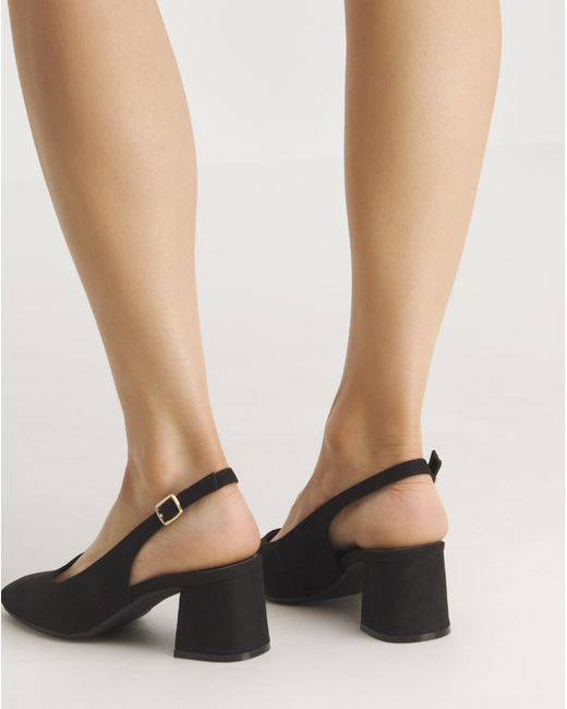 JD Williams Black Block Heel Slingback Shoe Eee Fit