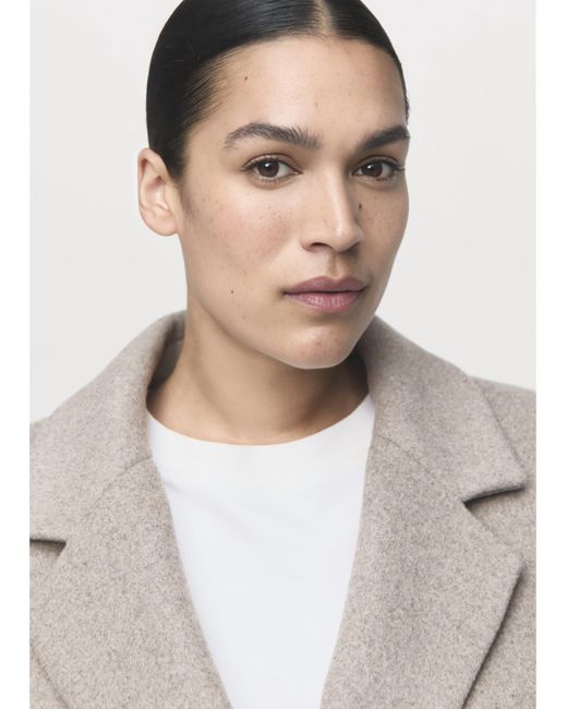 Mango Natural Cream Button Up Coat