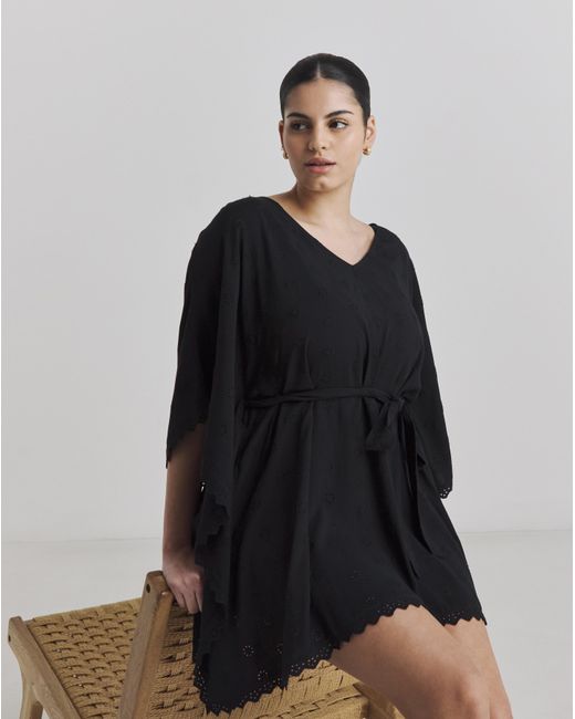 MAGISCULPT Black Beach To Beach Broderie Beach Kaftan