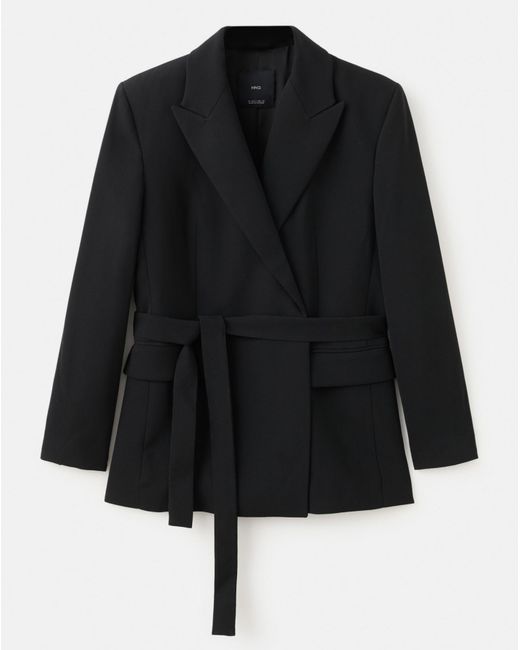 Mango Black Fitted Blazer With Belt