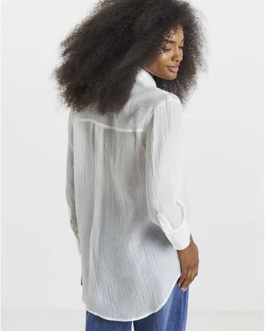 Simply Be White Pintuck Tuxedo Shirt