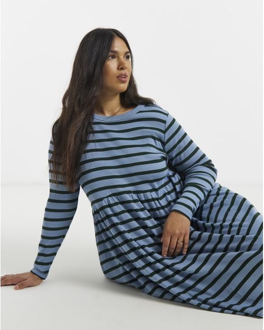 Simply Be Blue Ribbed Midi Dress