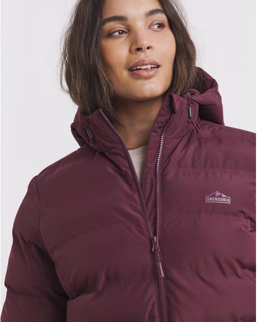 Snowdonia Red Showerproof Long Padded Jacket