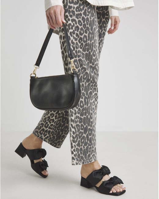 Simply Be Black Double Bow Low Heel Mules Wide