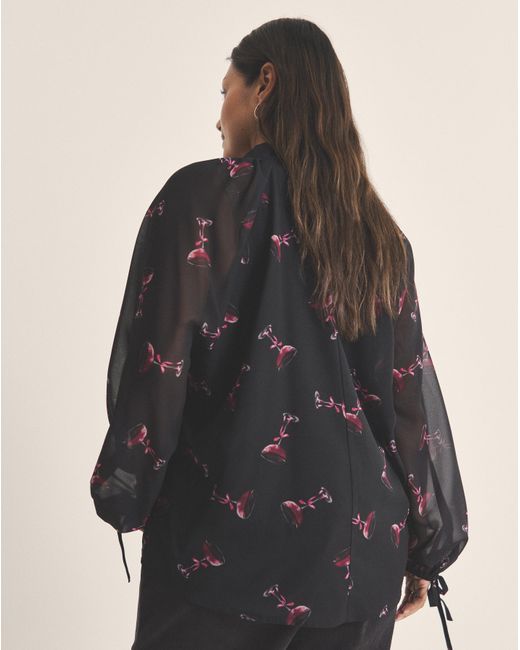 Simply Be Black Georgette Pussy Bow Blouse