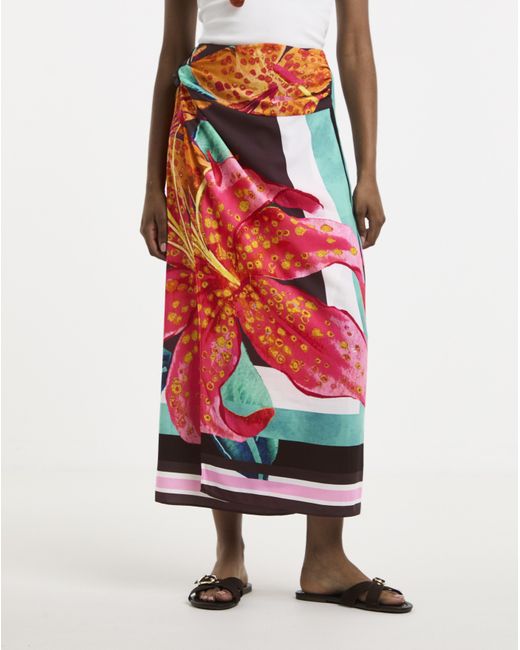 Simply Be Red Floral Wrap Skirt
