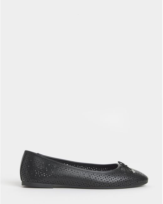 JD Williams White Lasercut Ballerina Ex Wide