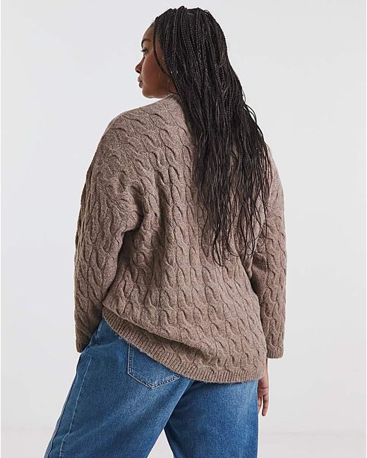 Simply Be Brown Cable Knit Jumper