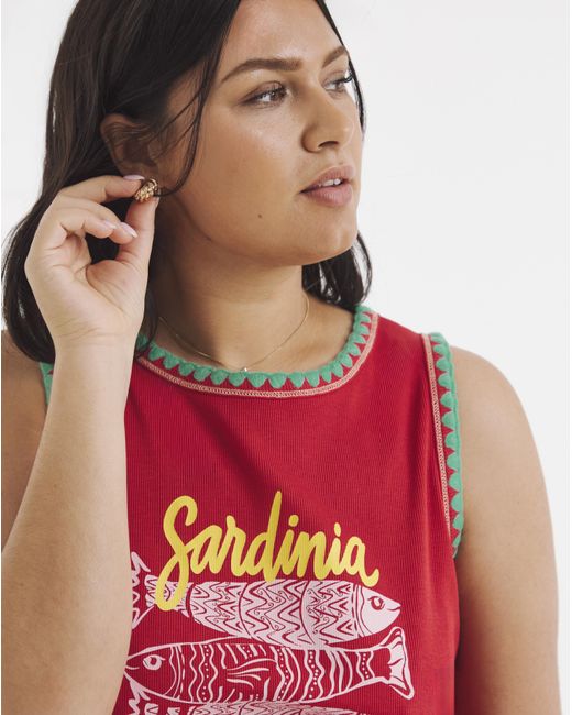 Simply Be Red Sardinia Graphic Tank