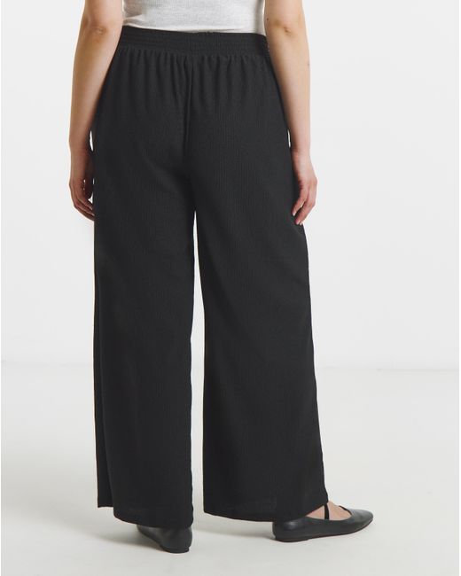 Simply Be Blue Jersey Textured Wide Leg Trousers
