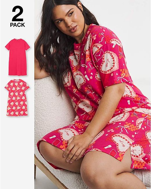 Simply Be Red 2 Pack Nighties