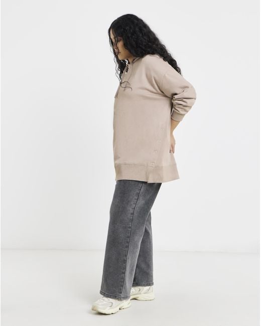 Simply Be Natural Popper Side Longline Hoodie