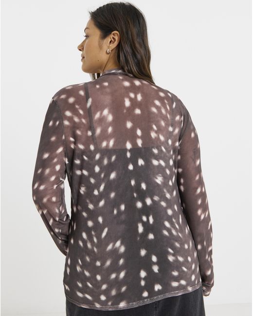 Simply Be Brown High Neck Mesh Top