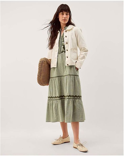 Monsoon Natural Gaia Gingham Midi Dress