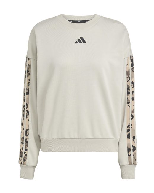 Adidas Gray Print 3 Stripe Sweatshirt