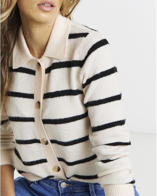 Simply Be Natural Button Through Collar Cardigan