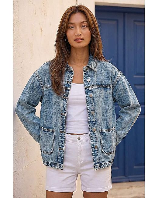 Roman Blue Roman Denim Button Front Pocket Jacket