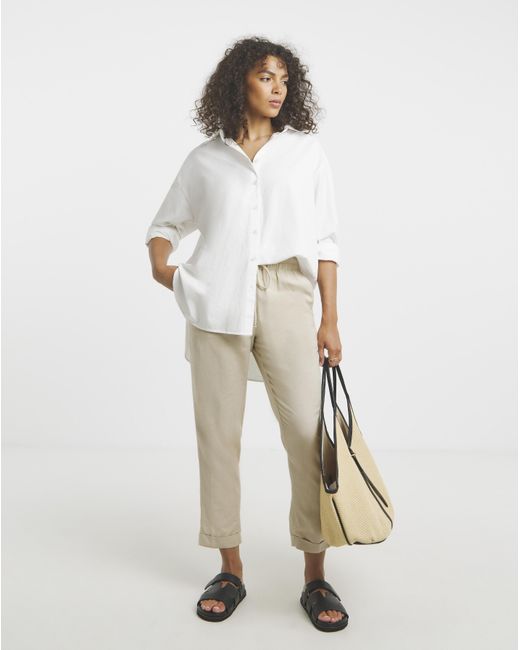 Simply Be White Linen Tapered Trouser