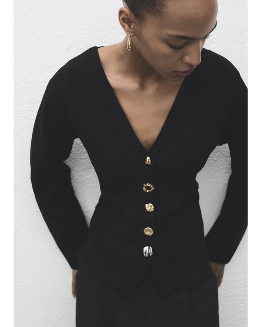 Mango Blue Jacket With Interest Button Detail