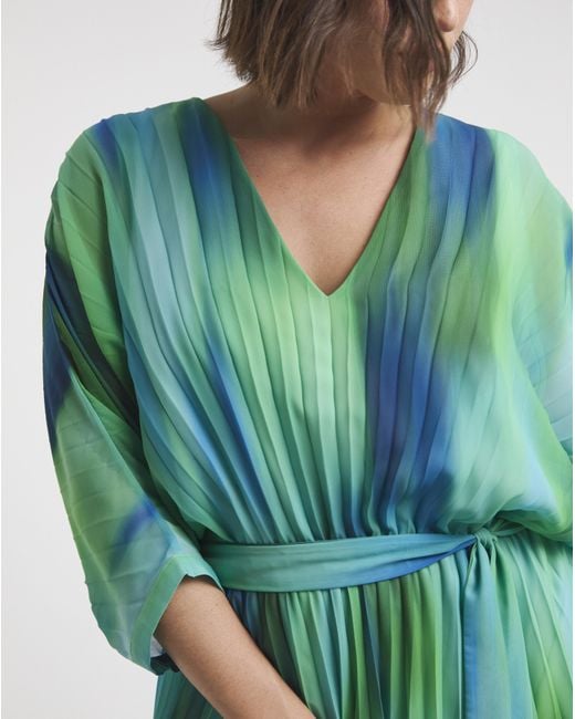 Joanna Hope Green Ombre Pleated Dress