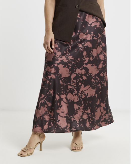 Simply Be Brown Speckle Print Satin Maxi Skirt
