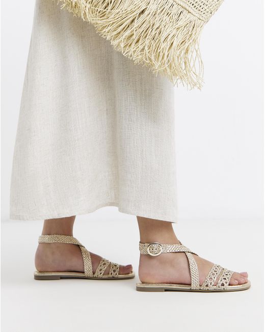 Simply Be Natural Woven Multi Strap Sandals Wide Fit