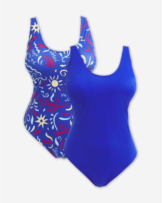 Simply Be Blue 2 Pack Value Swimsuits