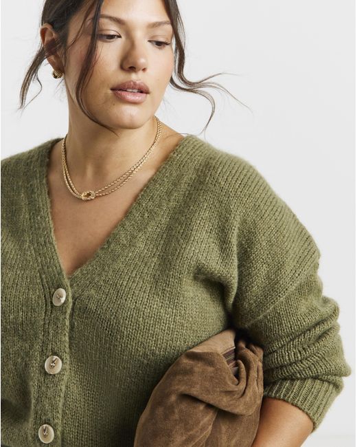 Simply Be Green Fluffy Boyfriend Cardigan