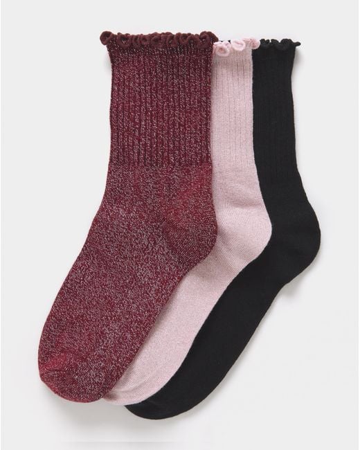 Pretty Secrets Purple 3Pk Glitter Ankle Socks