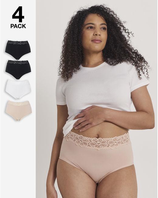 Pretty Secrets Multicolor 4 Pack Lace Top Full Knickers