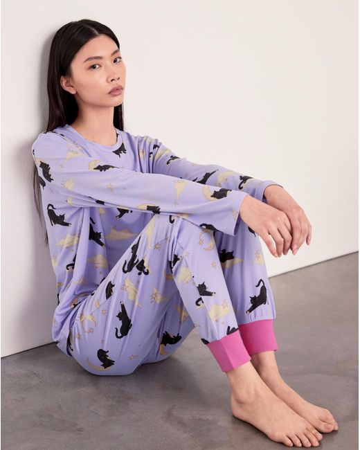 Chelsea Peers Purple Classic Long Crew Neck Set