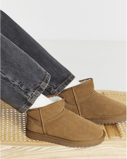 Simply Be Brown Low Cut Warm Lined Boot Wide
