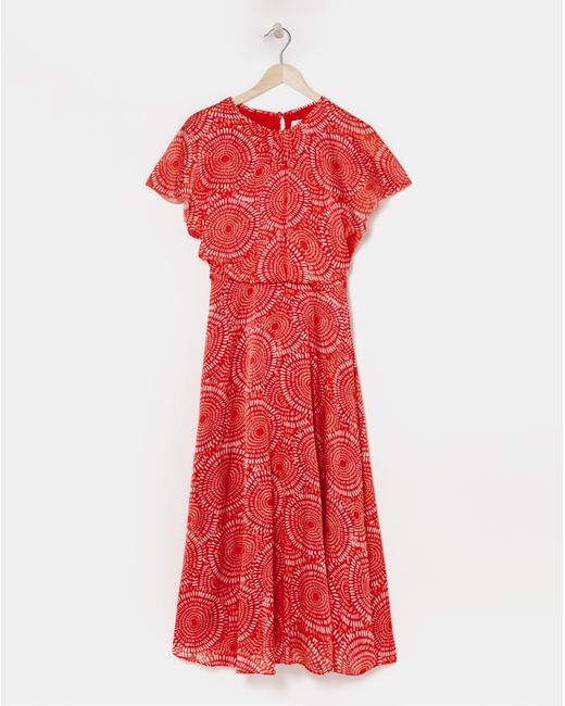 Joanna Hope Red Blouson Split Sleeve Dress